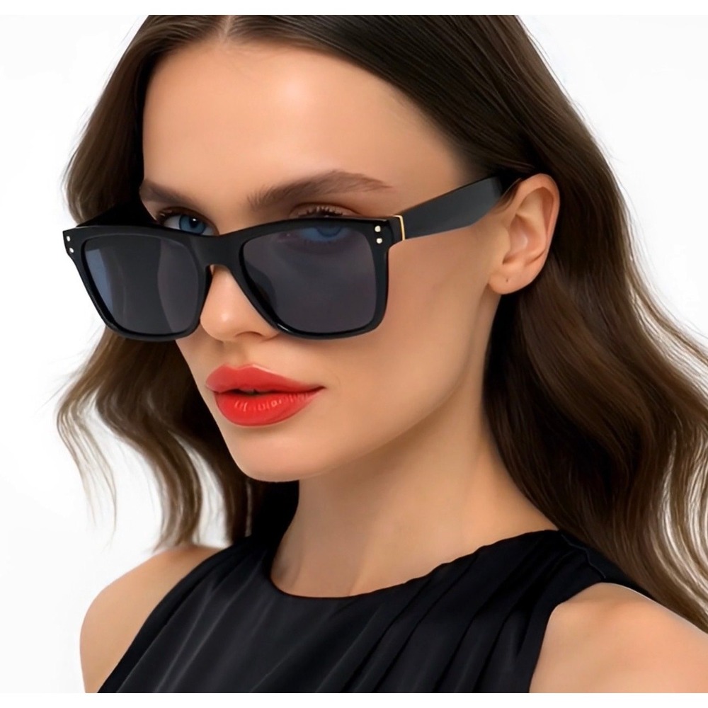 Women Sunglasses Classic Square Frame Dark Black Lens Sun Glasses Fashion Shades